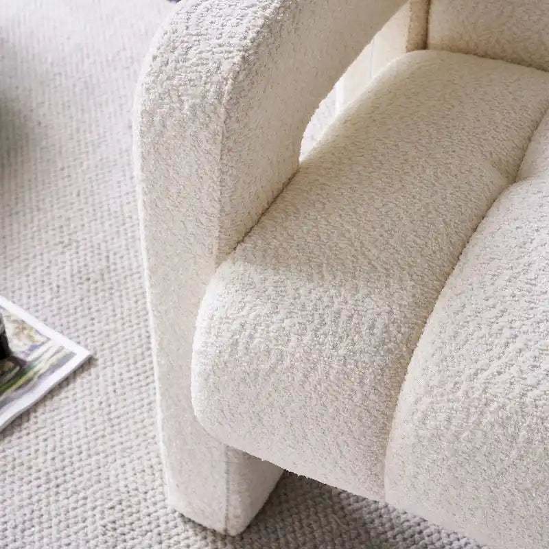 Fauteuil d'appoint rembourré Bouclé avec cadre en bois massif multicolore