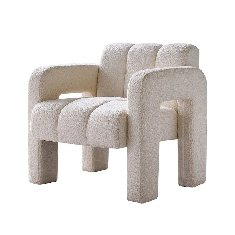 Fauteuil d'appoint rembourré Bouclé avec cadre en bois massif multicolore