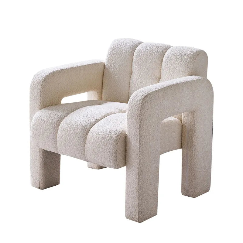 Fauteuil d'appoint rembourré Bouclé avec cadre en bois massif multicolore