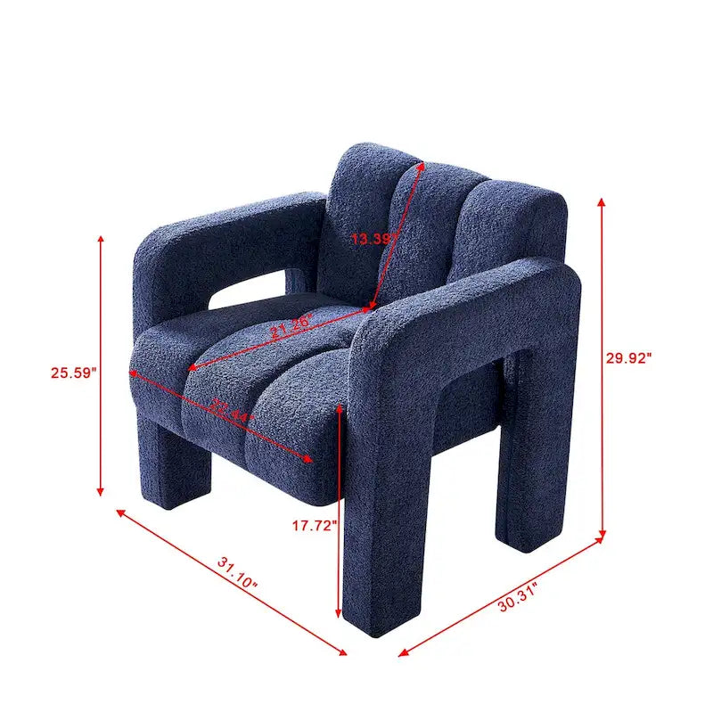 Fauteuil d'appoint rembourré Bouclé avec cadre en bois massif multicolore