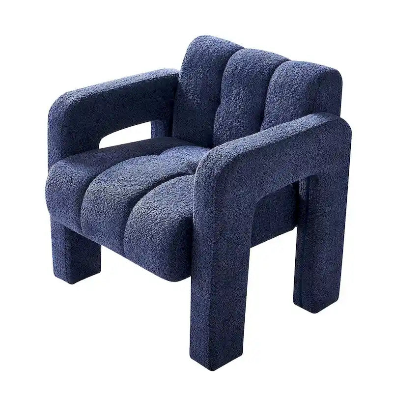 Fauteuil d'appoint rembourré Bouclé avec cadre en bois massif multicolore