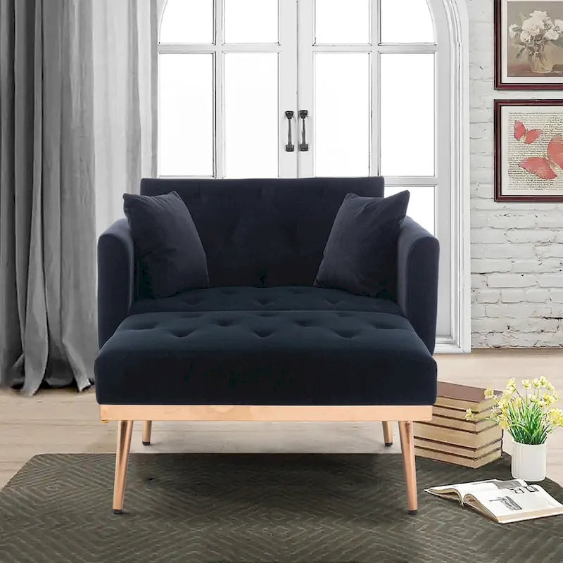 Chaise lounge chair/accent chair,Curved edges, padded with thick foam and upholstered with high-quality fabric