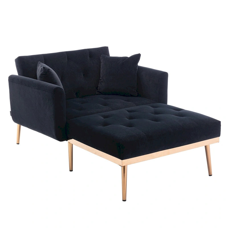 Fauteuil tonneau en velours avec pieds or rose et assise capitonnée, Black Green Mango