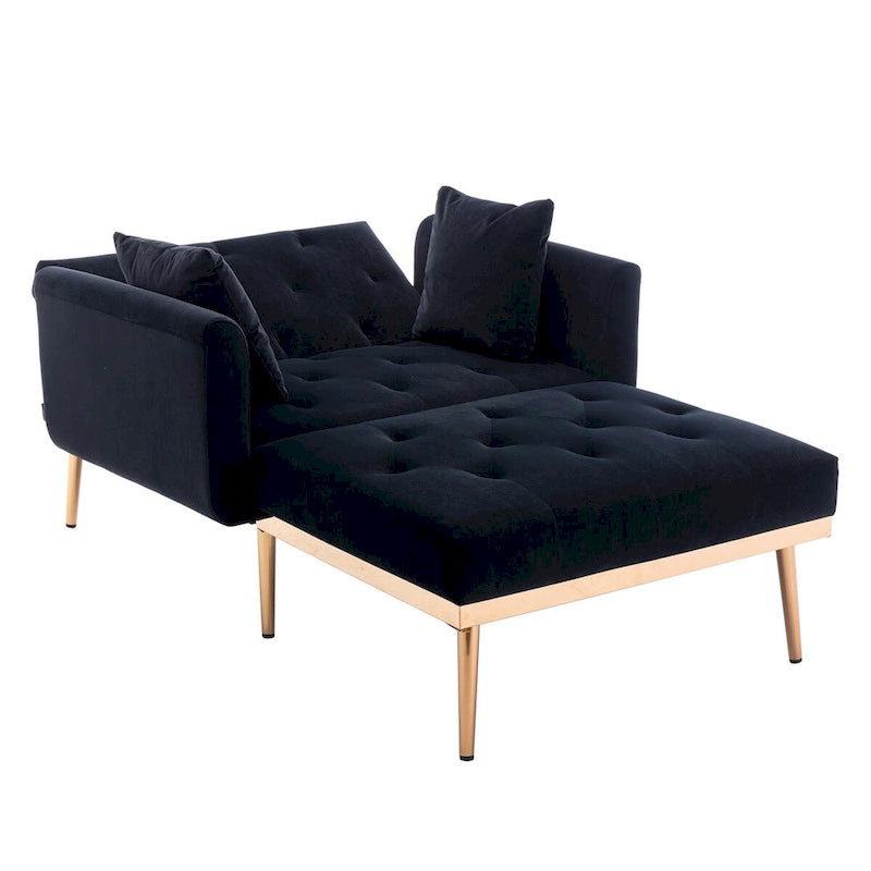 Fauteuil tonneau en velours avec pieds or rose et assise capitonnée, Black Green Mango