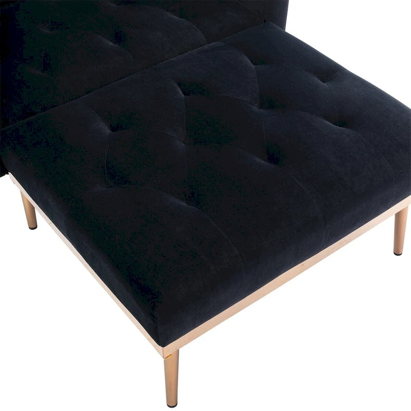 Fauteuil tonneau en velours avec pieds or rose et assise capitonnée, Black Green Mango