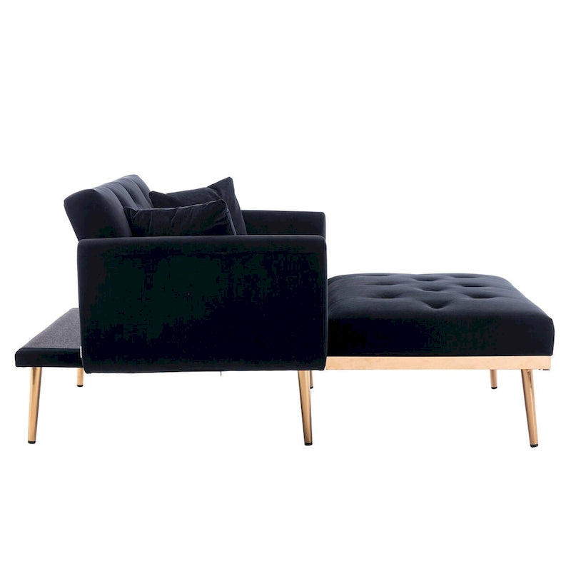 Fauteuil tonneau en velours avec pieds or rose et assise capitonnée, Black Green Mango