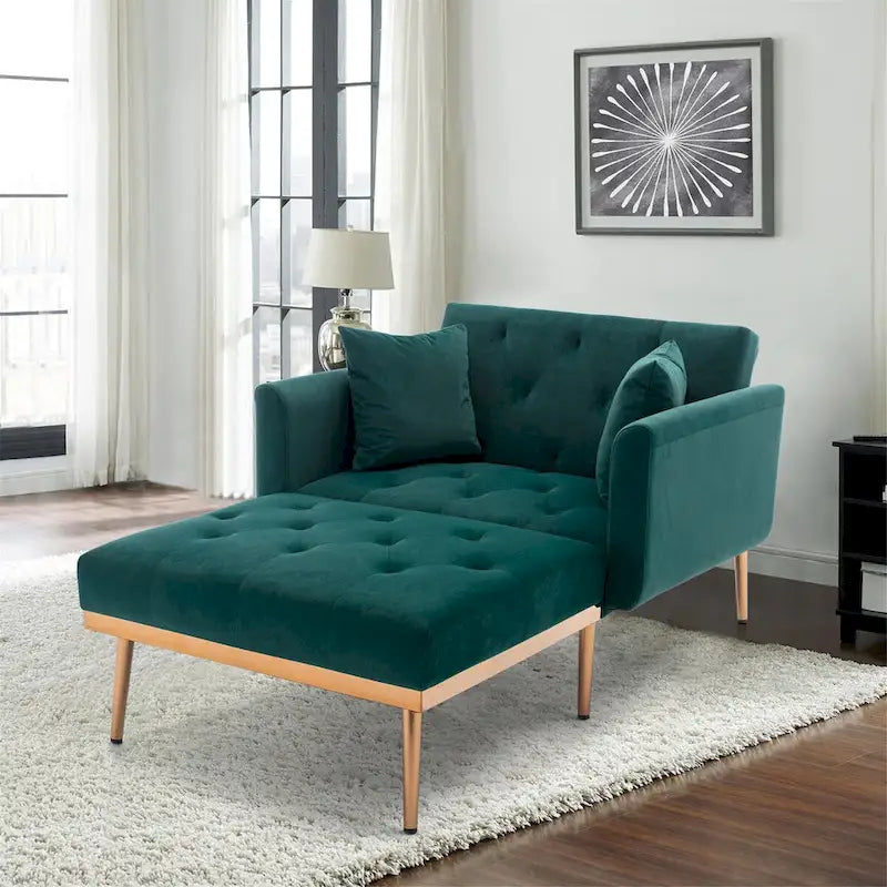 Fauteuil tonneau en velours avec pieds or rose et assise capitonnée, Black Green Mango
