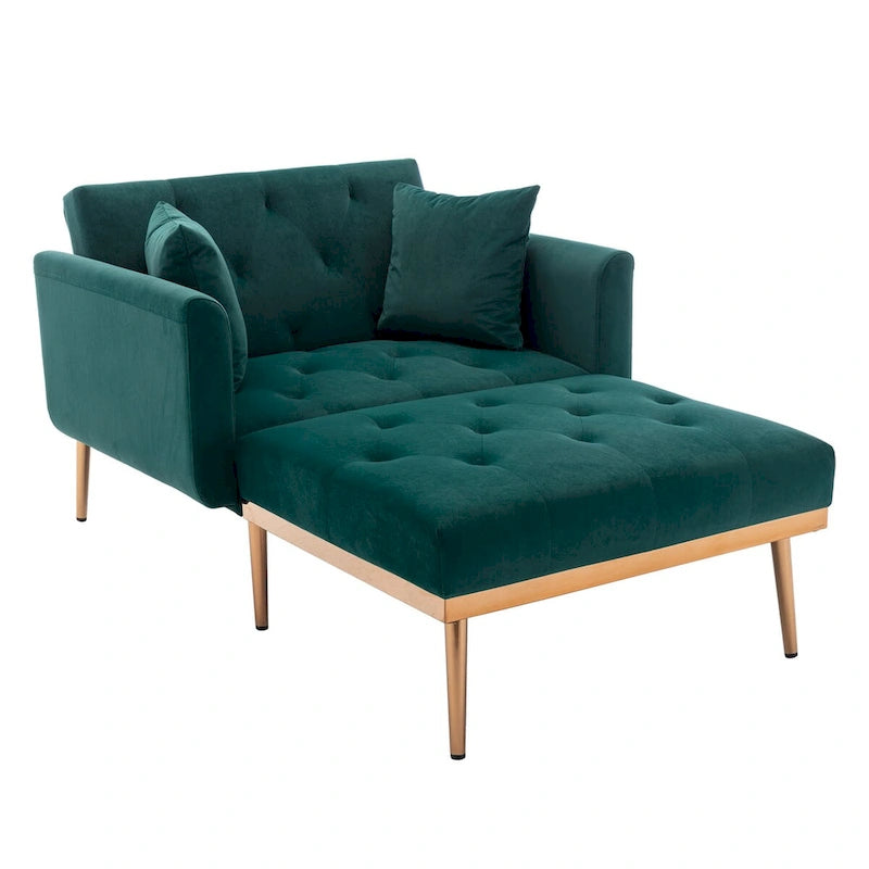 Fauteuil tonneau en velours avec pieds or rose et assise capitonnée, Black Green Mango