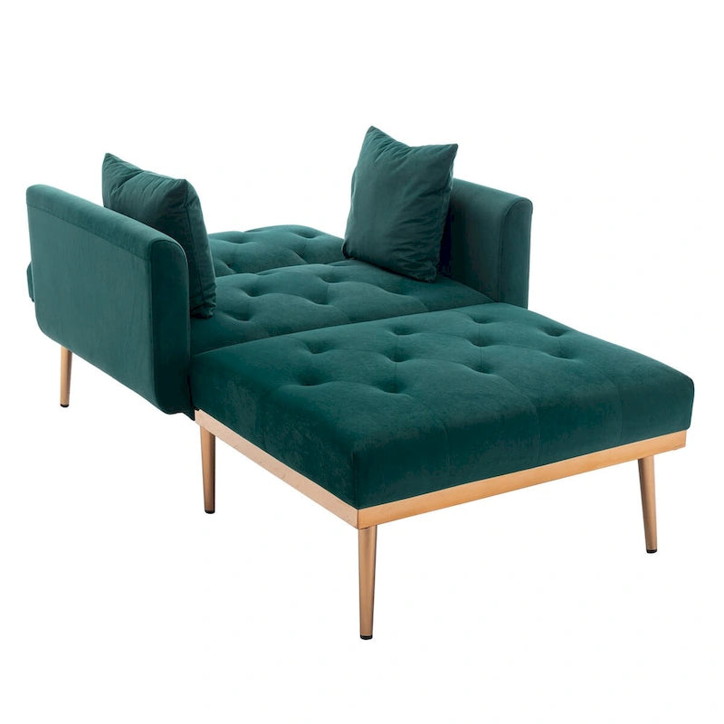 Fauteuil tonneau en velours avec pieds or rose et assise capitonnée, Black Green Mango