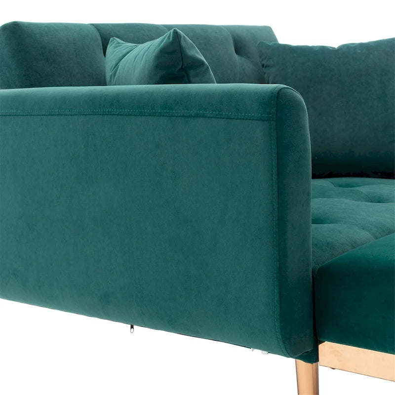 Fauteuil tonneau en velours avec pieds or rose et assise capitonnée, Black Green Mango