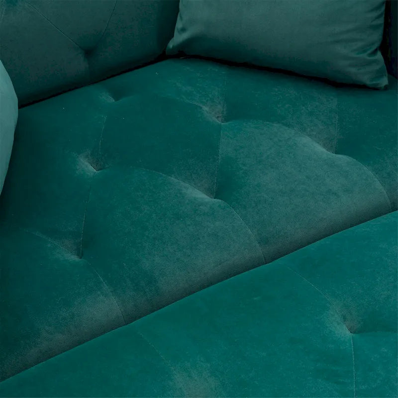 Fauteuil tonneau en velours avec pieds or rose et assise capitonnée, Black Green Mango