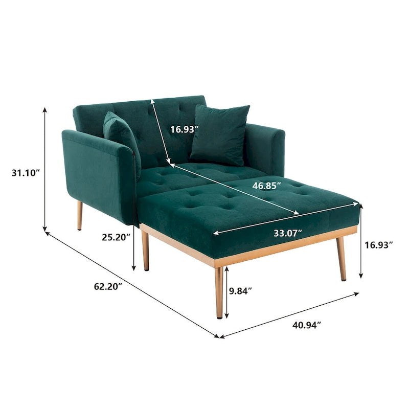 Fauteuil tonneau en velours avec pieds or rose et assise capitonnée, Black Green Mango