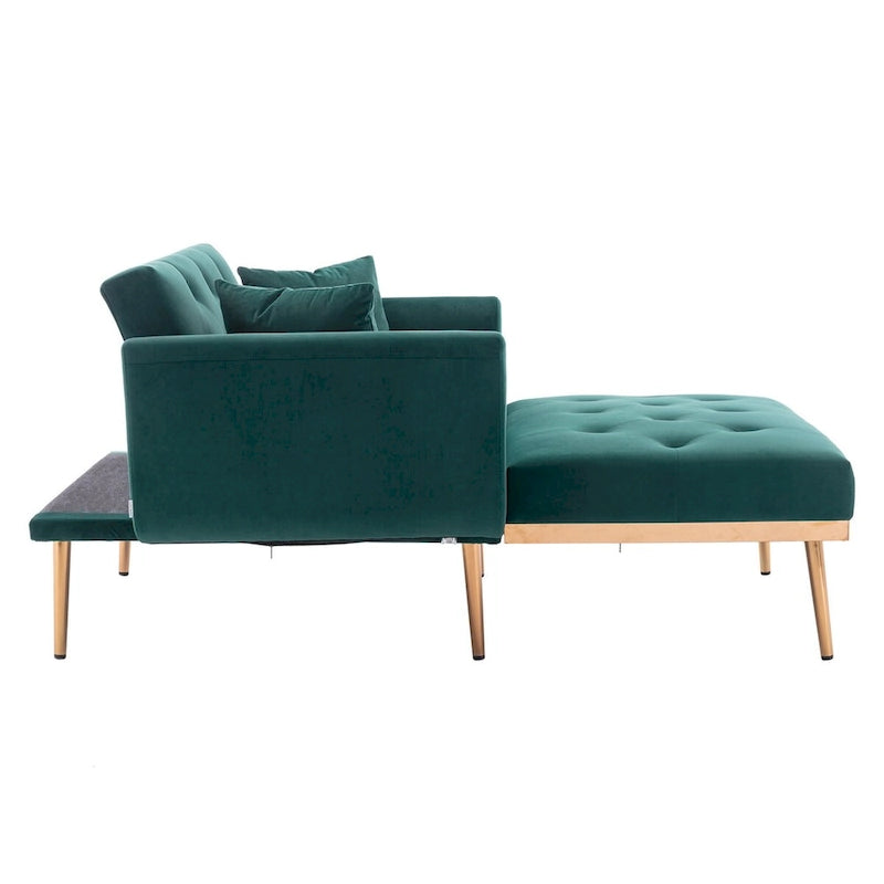 Fauteuil tonneau en velours avec pieds or rose et assise capitonnée, Black Green Mango
