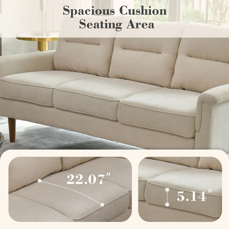 Canapé en similicuir style Mid-Century Modern avec dossier capitonné et pieds en bois