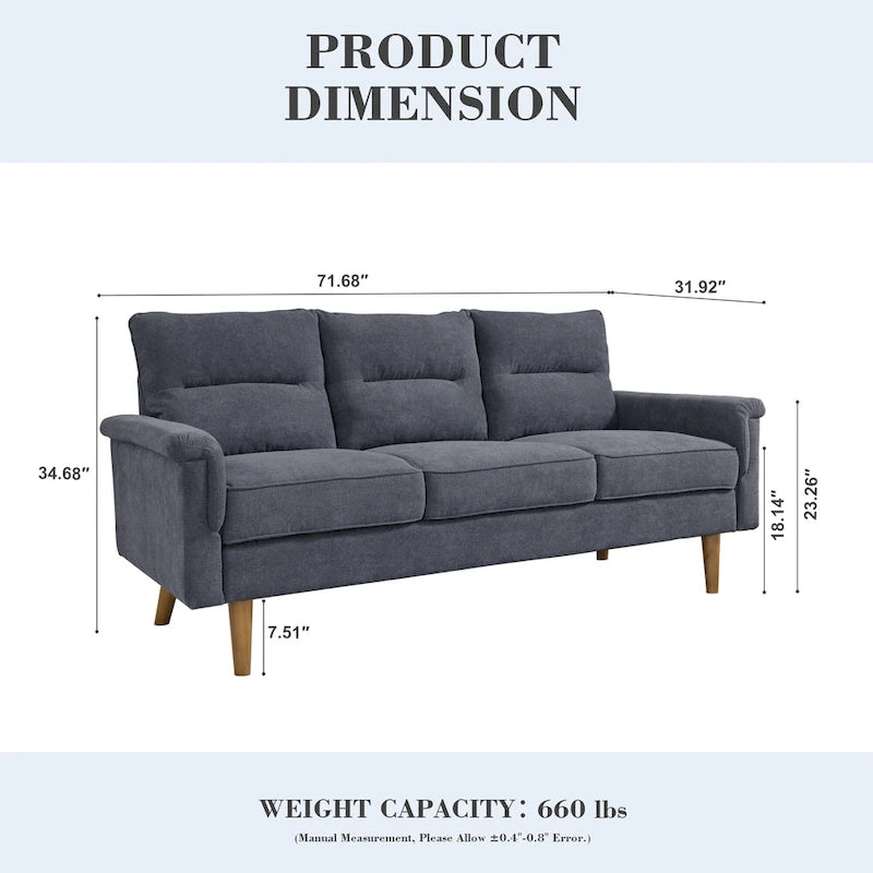 Canapé en similicuir style Mid-Century Modern avec dossier capitonné et pieds en bois
