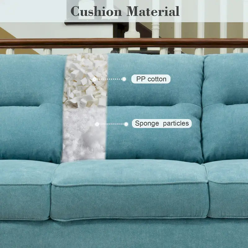 Canapé en similicuir style Mid-Century Modern avec dossier capitonné et pieds en bois