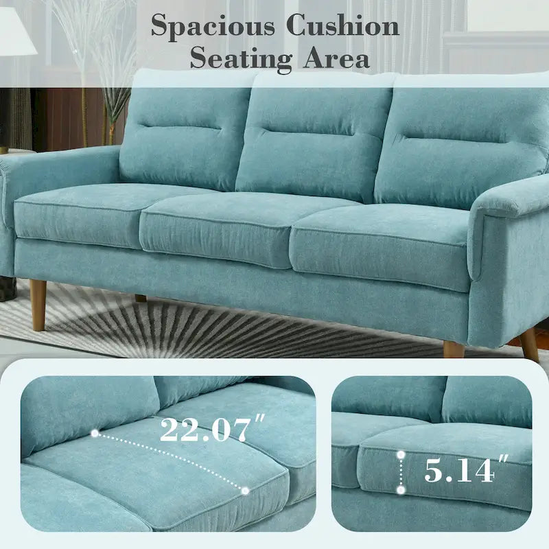 Canapé en similicuir style Mid-Century Modern avec dossier capitonné et pieds en bois