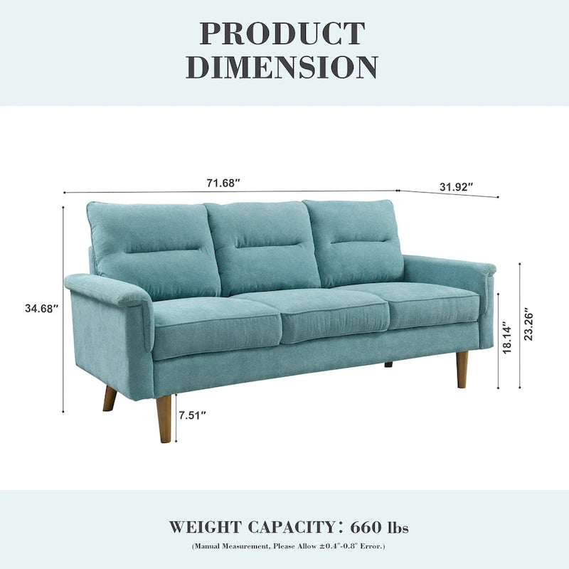 Canapé en similicuir style Mid-Century Modern avec dossier capitonné et pieds en bois