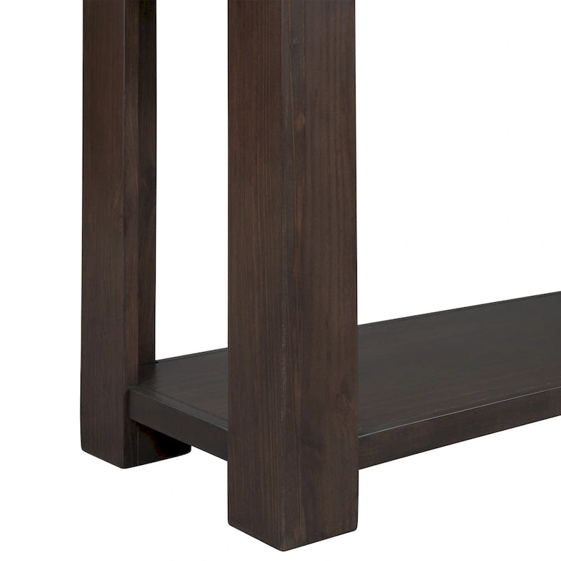 Console en bois massif avec 4 tiroirs et étagère de rangement inférieure