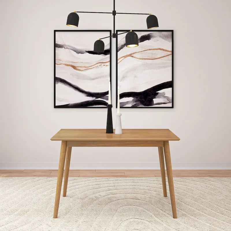 Table de salle à manger en pin massif Mid-Century Modern, Noyer & Pacanier