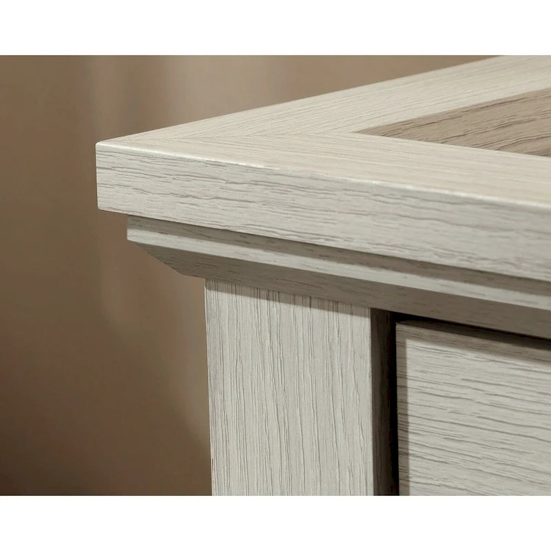 Bureau à piédestal simple avec surface coulissante et tiroir classeur en chêne glacier