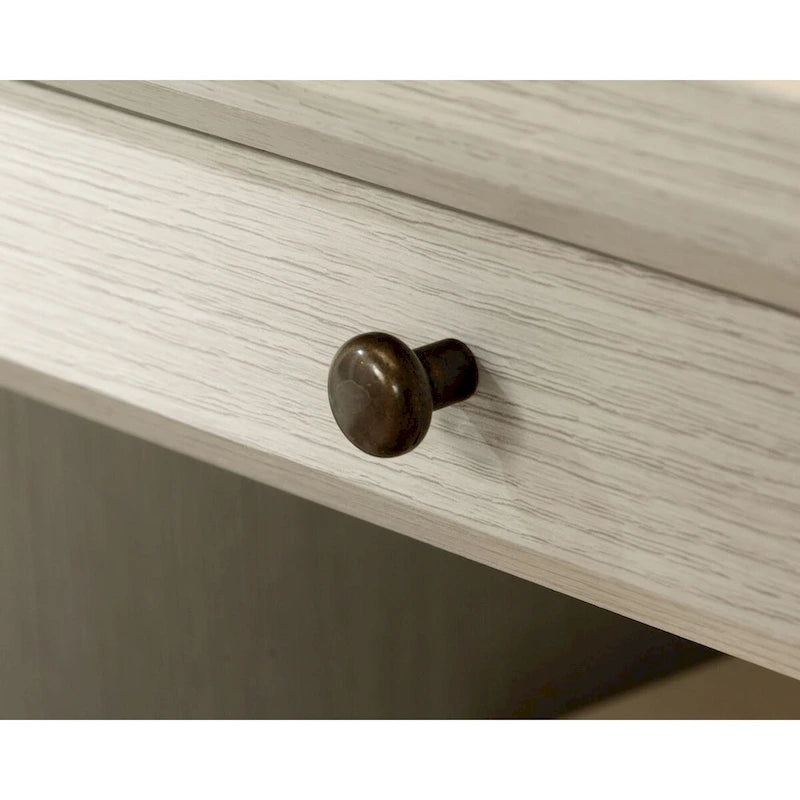 Bureau à piédestal simple avec surface coulissante et tiroir classeur en chêne glacier