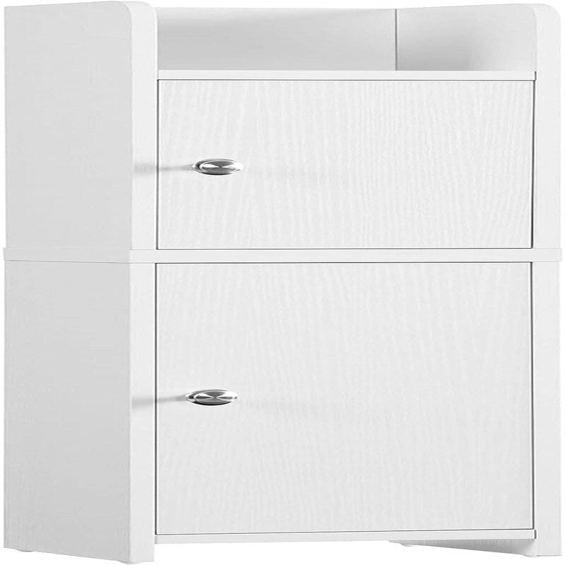 Meuble de salle de bain blanc étroit avec deux portes et étagères réglables